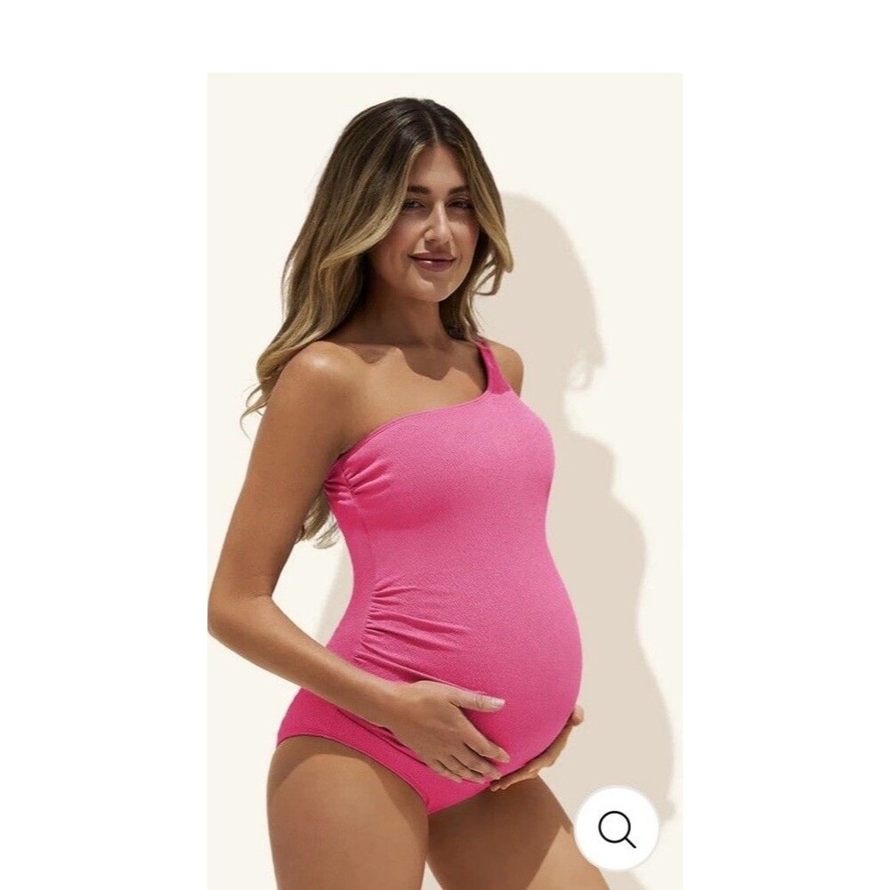 Summer Mae Pink One Shoulder Ring 1-PC Swimsuit Maternity NEW Size Large